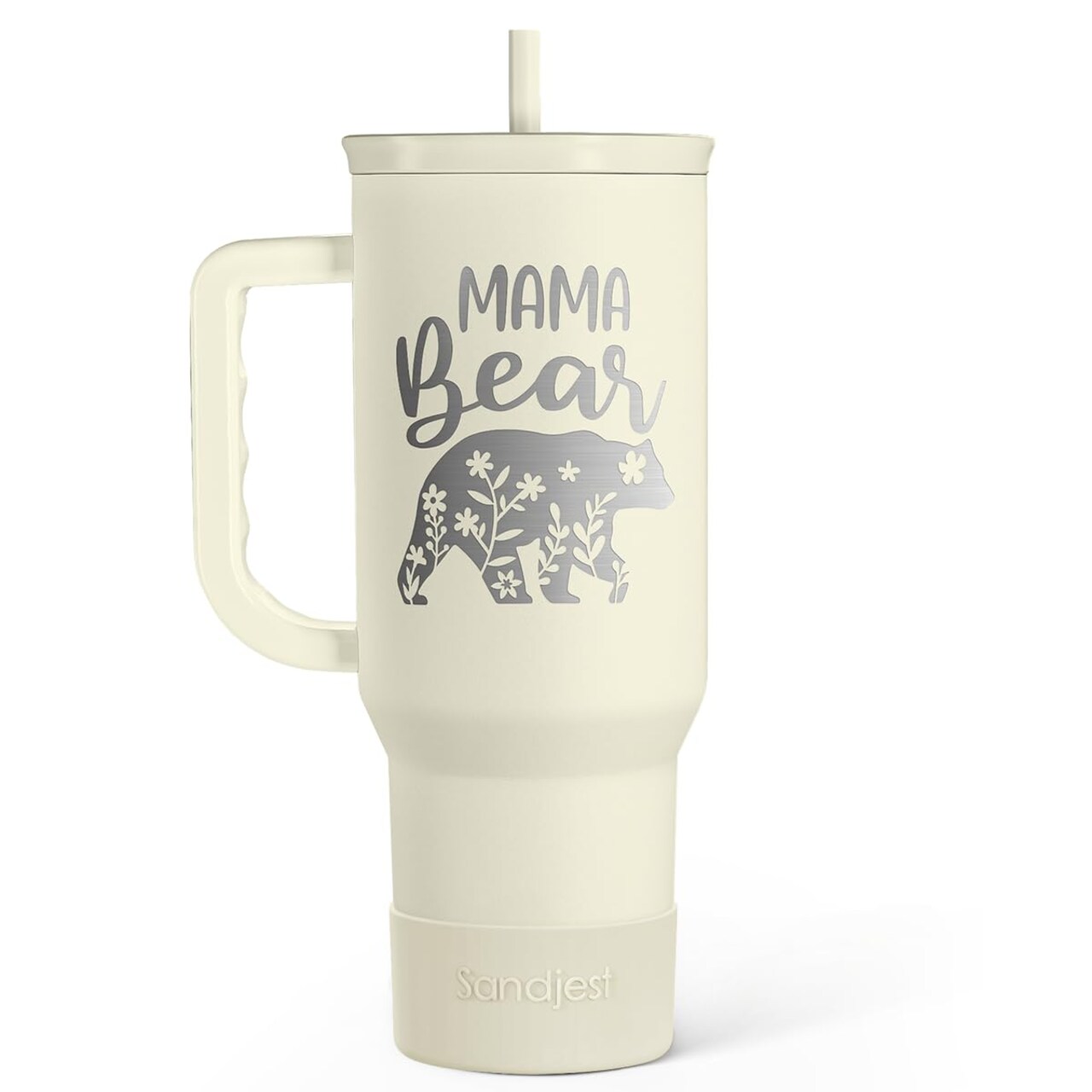 Mom Tumbler with Handle 40oz, Mama Bear Cup Stainless Steel Insulated Tumblers Coffee Travel Mug, Gifts for Moms from Daughter Son, Best Mother Gift for Christmas Birthday Mothers Day